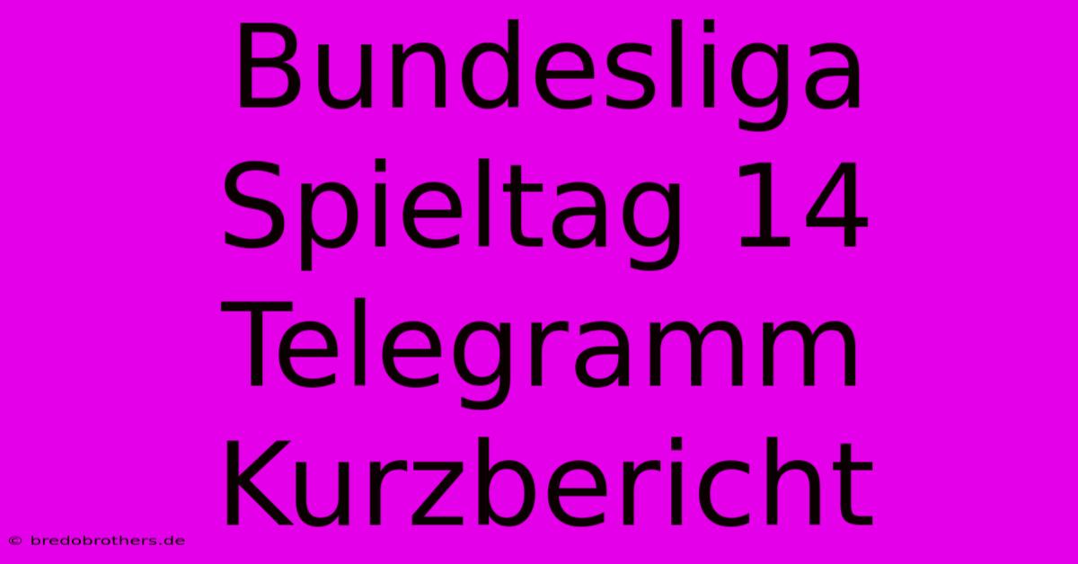 Bundesliga Spieltag 14 Telegramm Kurzbericht