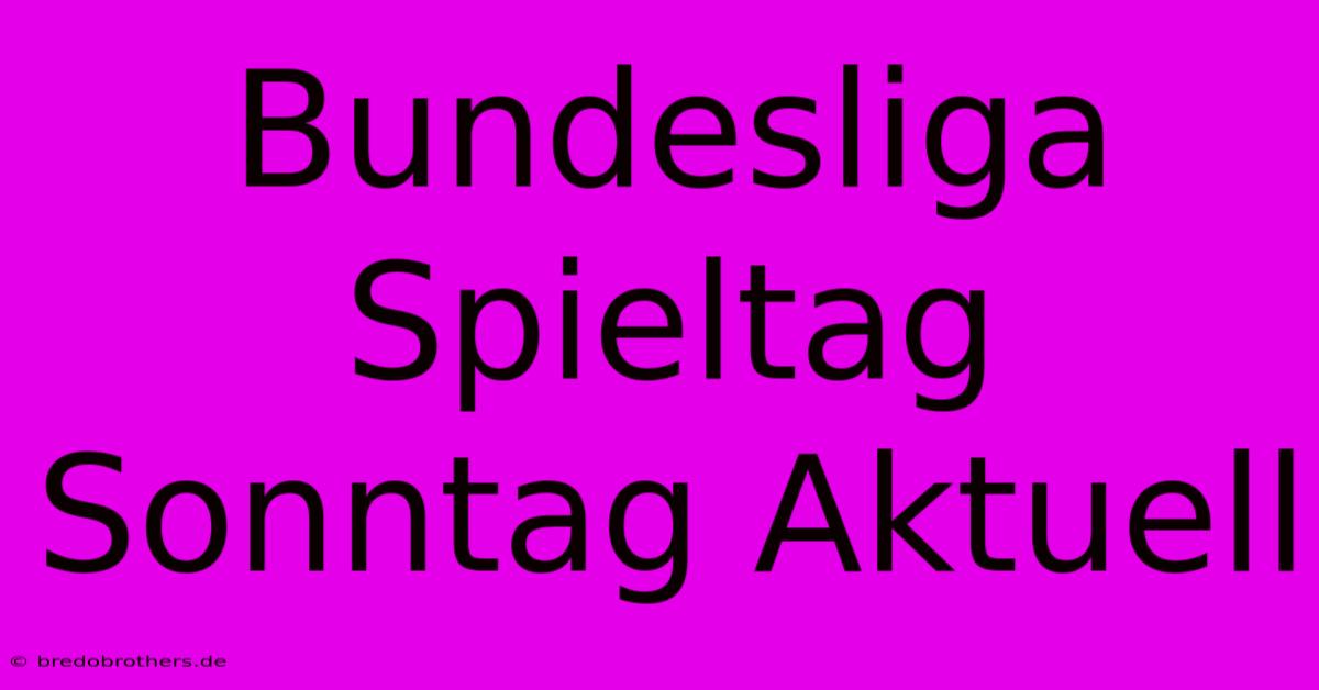 Bundesliga Spieltag Sonntag Aktuell