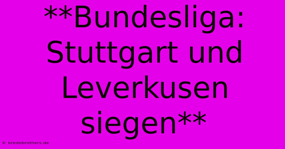 **Bundesliga: Stuttgart Und Leverkusen Siegen**