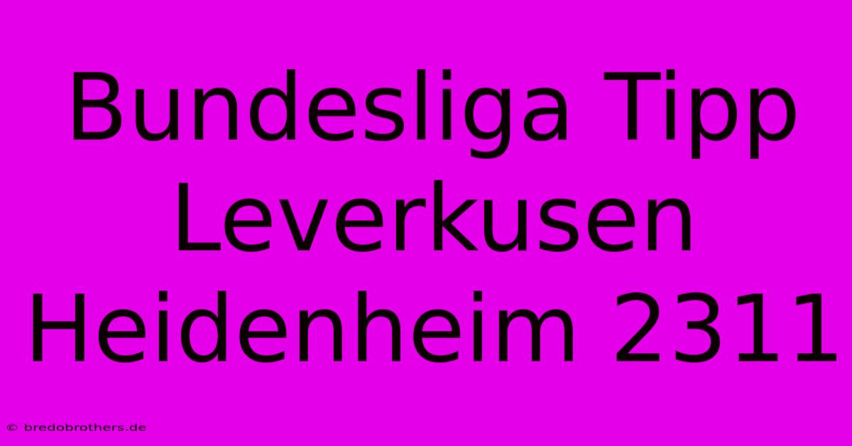 Bundesliga Tipp Leverkusen Heidenheim 2311