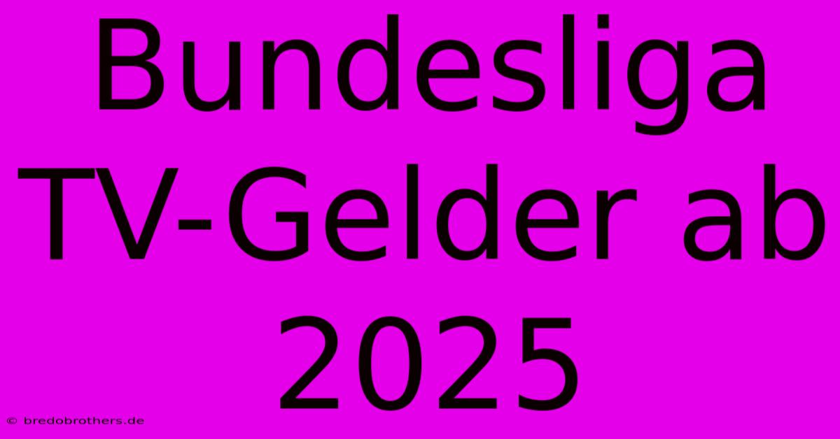 Bundesliga TV-Gelder Ab 2025