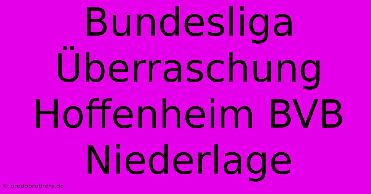 Bundesliga Überraschung Hoffenheim BVB Niederlage