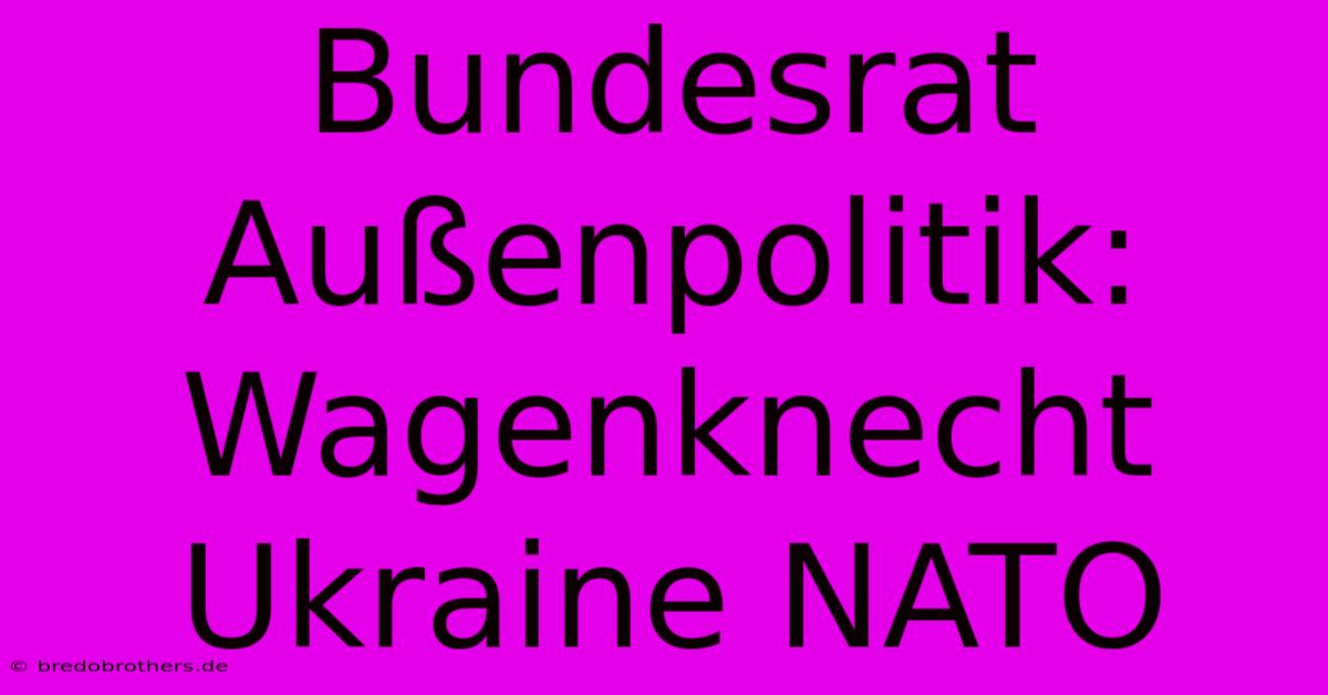 Bundesrat Außenpolitik: Wagenknecht Ukraine NATO