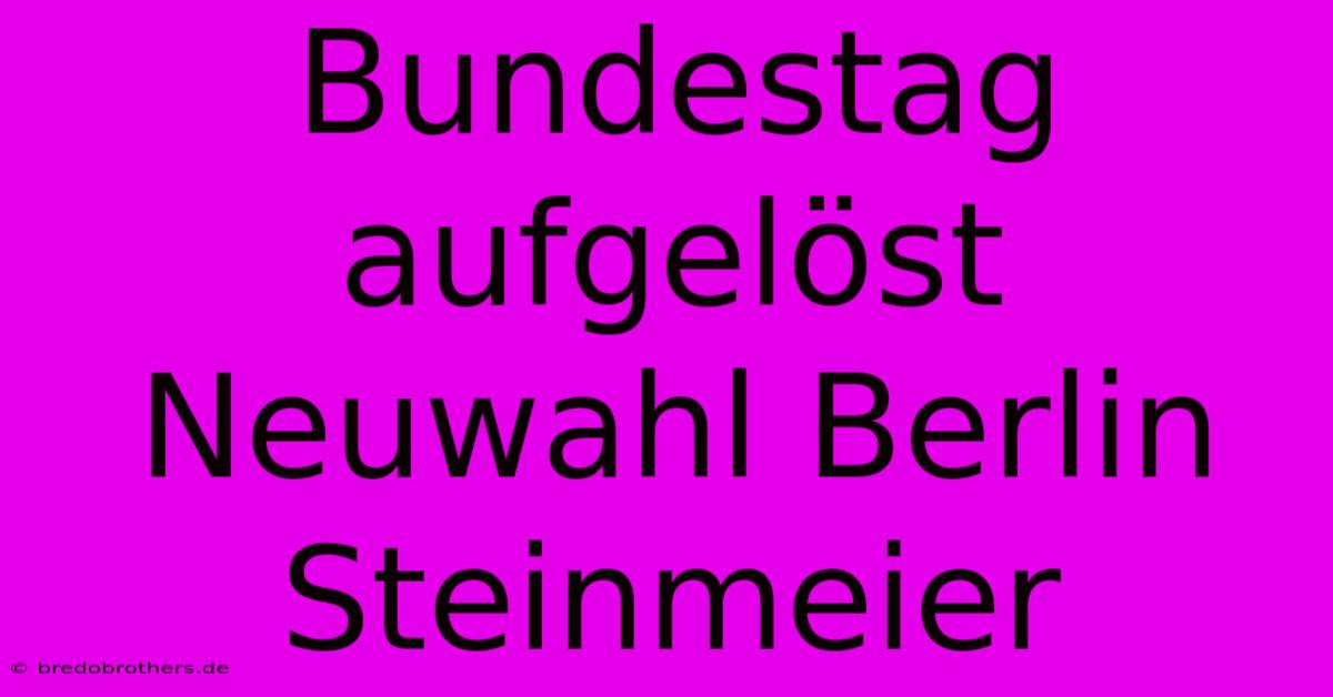 Bundestag Aufgelöst Neuwahl Berlin Steinmeier