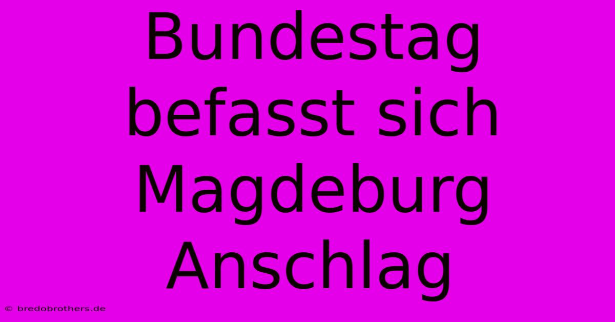 Bundestag Befasst Sich Magdeburg Anschlag