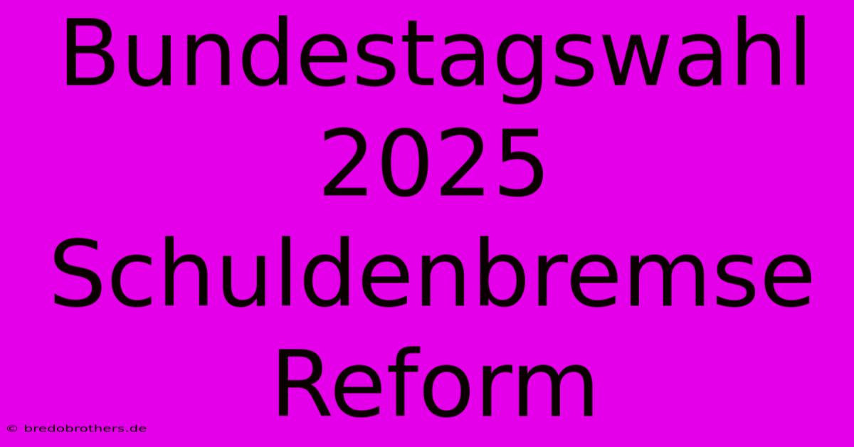 Bundestagswahl 2025 Schuldenbremse Reform