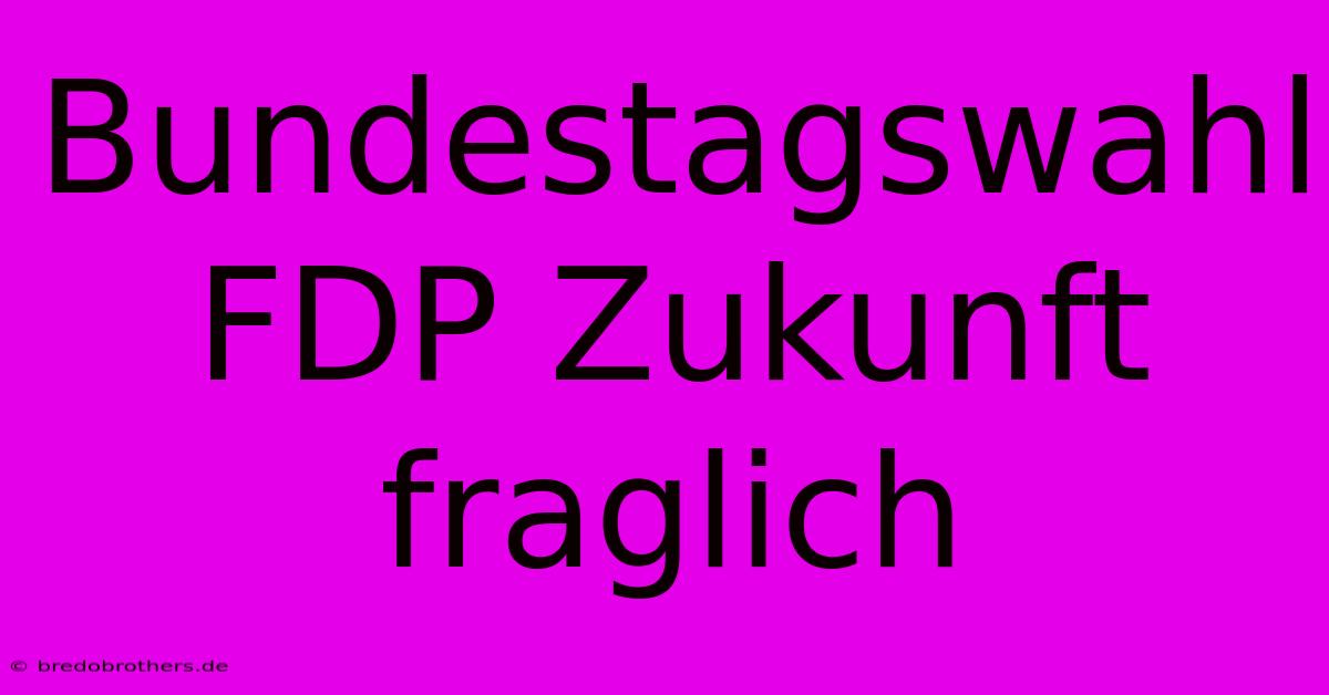 Bundestagswahl FDP Zukunft Fraglich