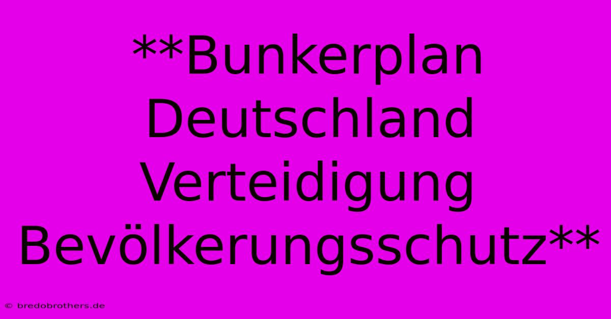 **Bunkerplan Deutschland Verteidigung Bevölkerungsschutz**