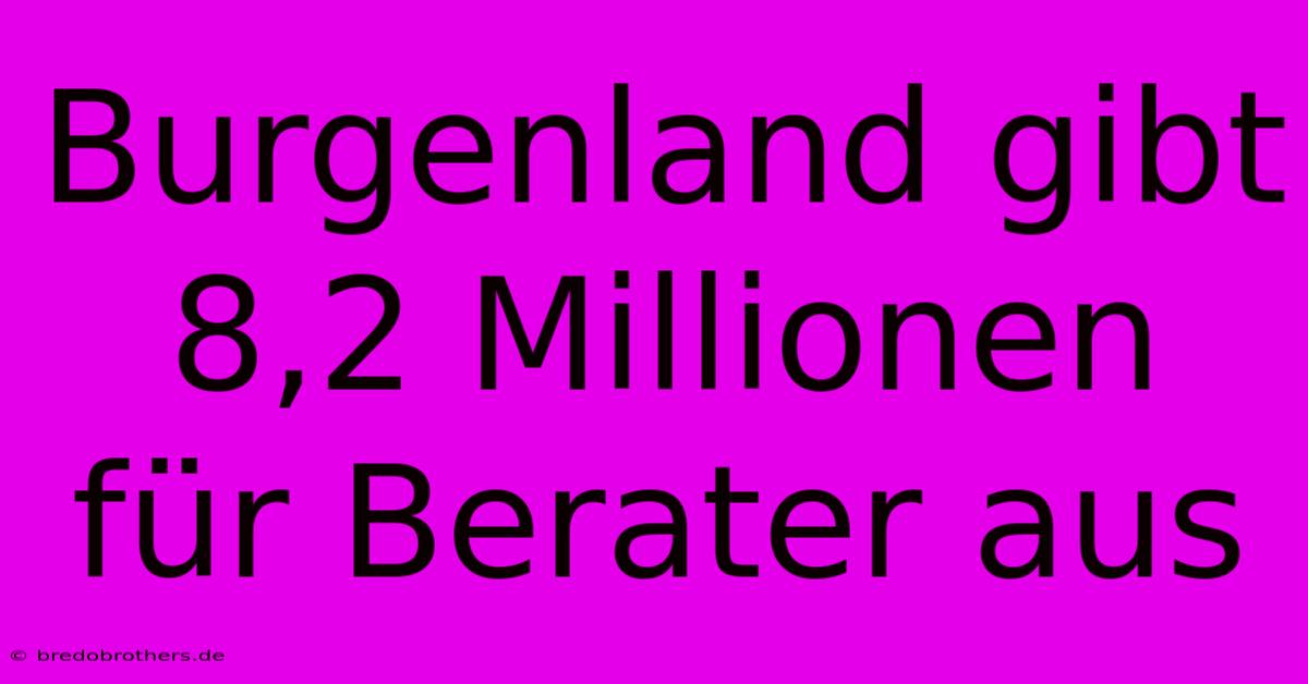 Burgenland Gibt 8,2 Millionen Für Berater Aus