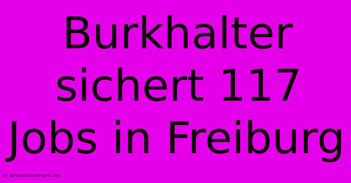 Burkhalter Sichert 117 Jobs In Freiburg