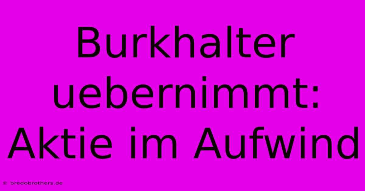 Burkhalter Uebernimmt: Aktie Im Aufwind