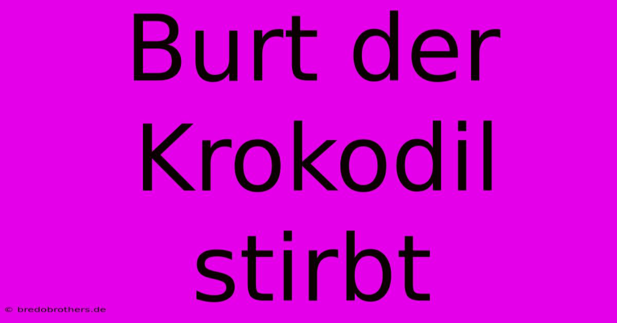 Burt Der Krokodil Stirbt