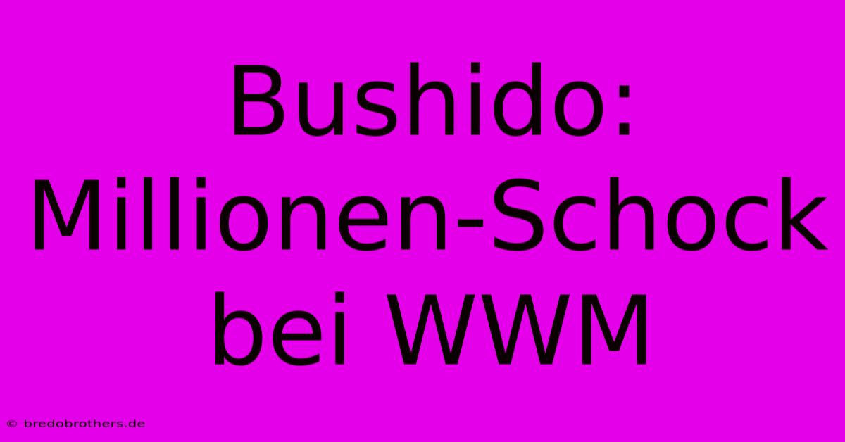 Bushido: Millionen-Schock Bei WWM