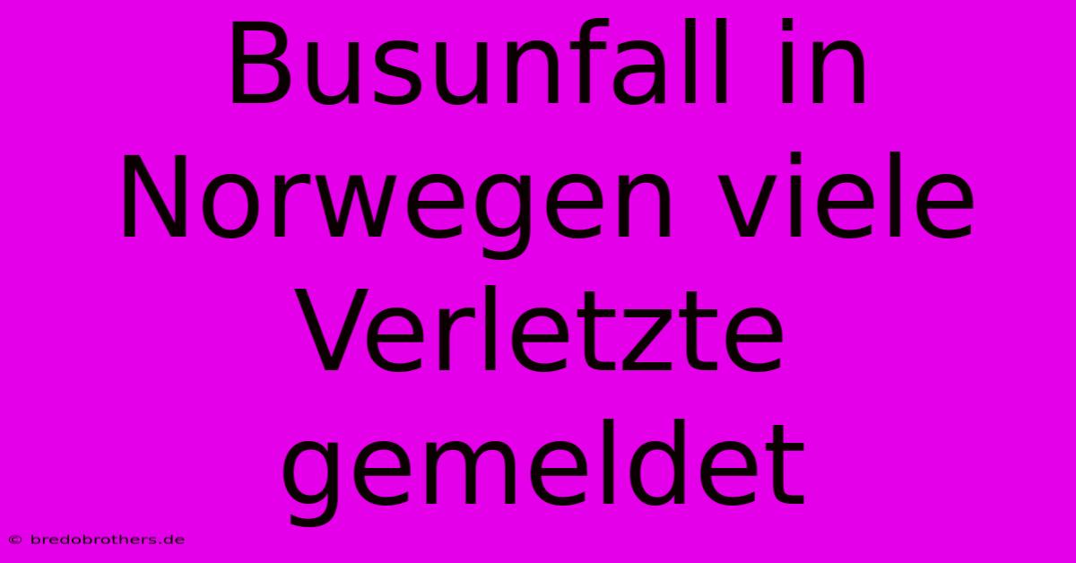 Busunfall In Norwegen Viele Verletzte Gemeldet