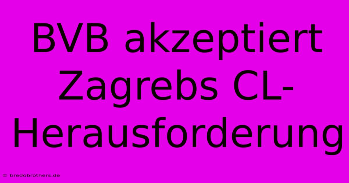 BVB Akzeptiert Zagrebs CL-Herausforderung