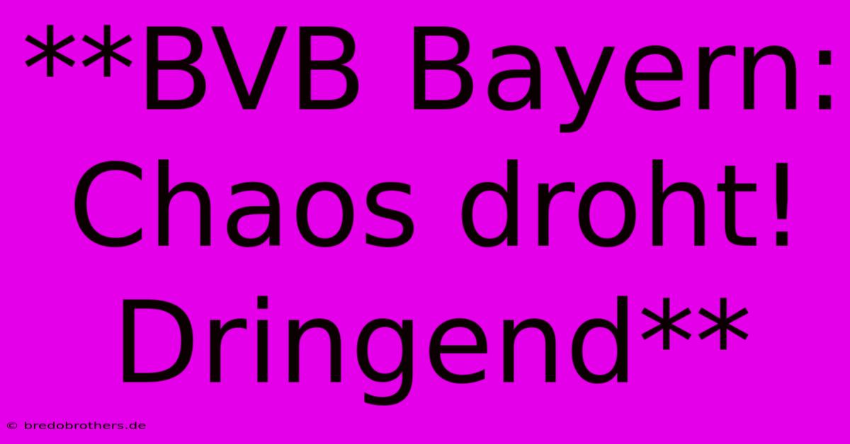 **BVB Bayern: Chaos Droht! Dringend**