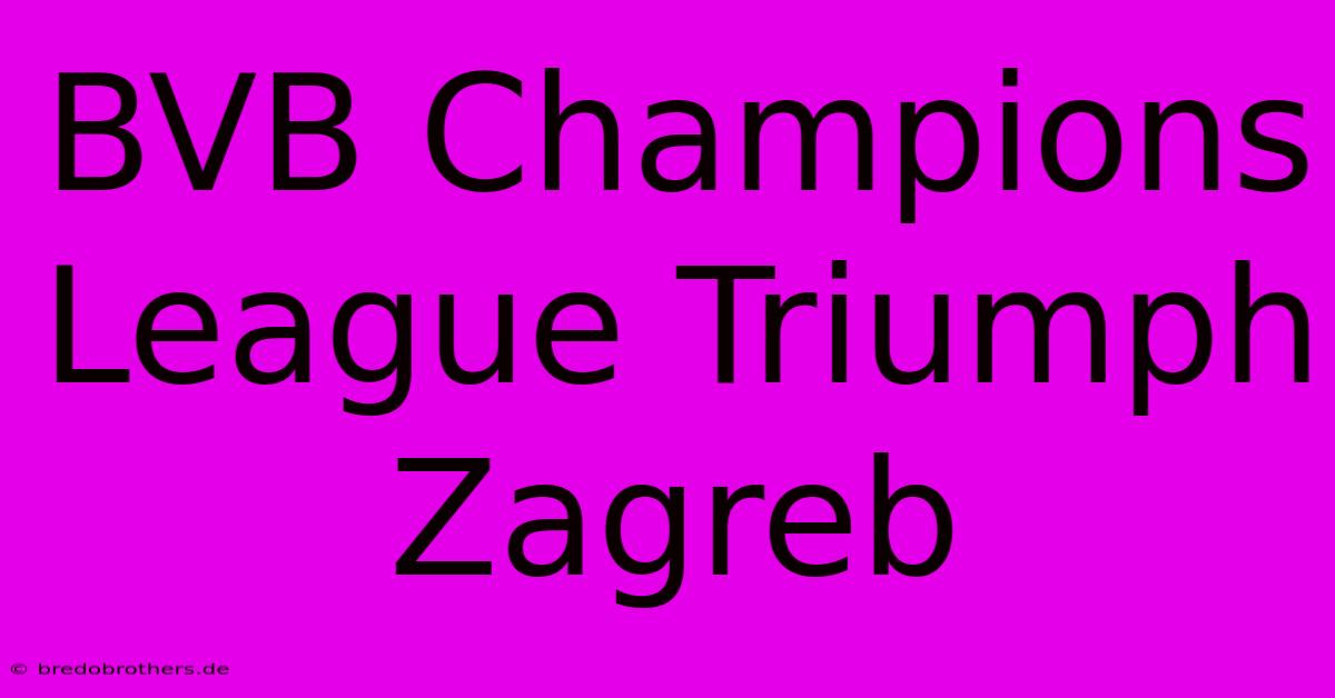 BVB Champions League Triumph Zagreb