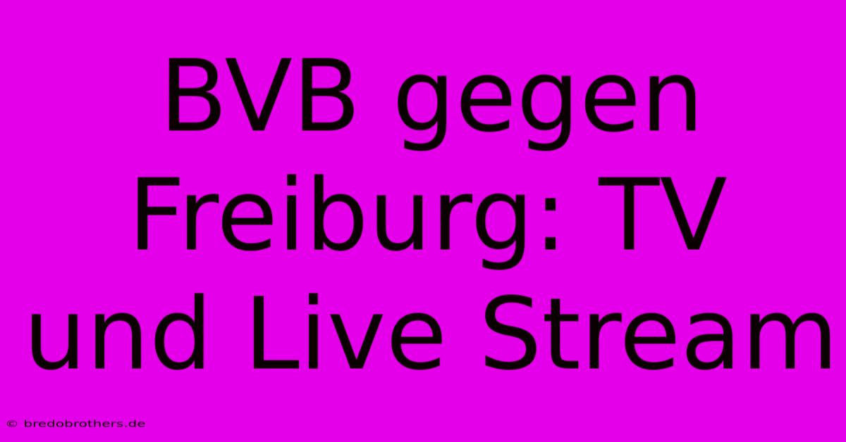 BVB Gegen Freiburg: TV Und Live Stream