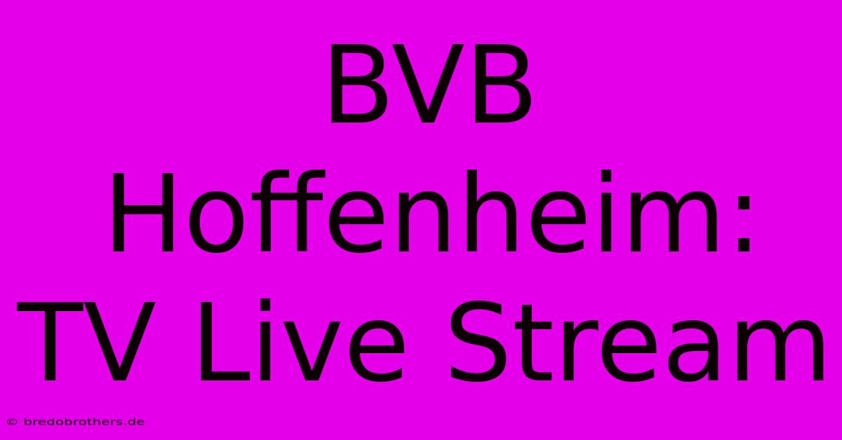 BVB Hoffenheim: TV Live Stream