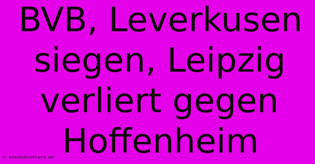 BVB, Leverkusen Siegen, Leipzig Verliert Gegen Hoffenheim