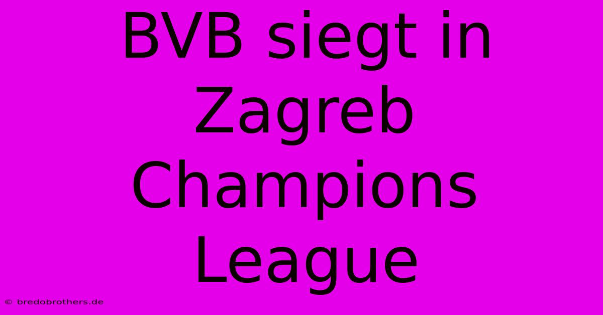 BVB Siegt In Zagreb Champions League