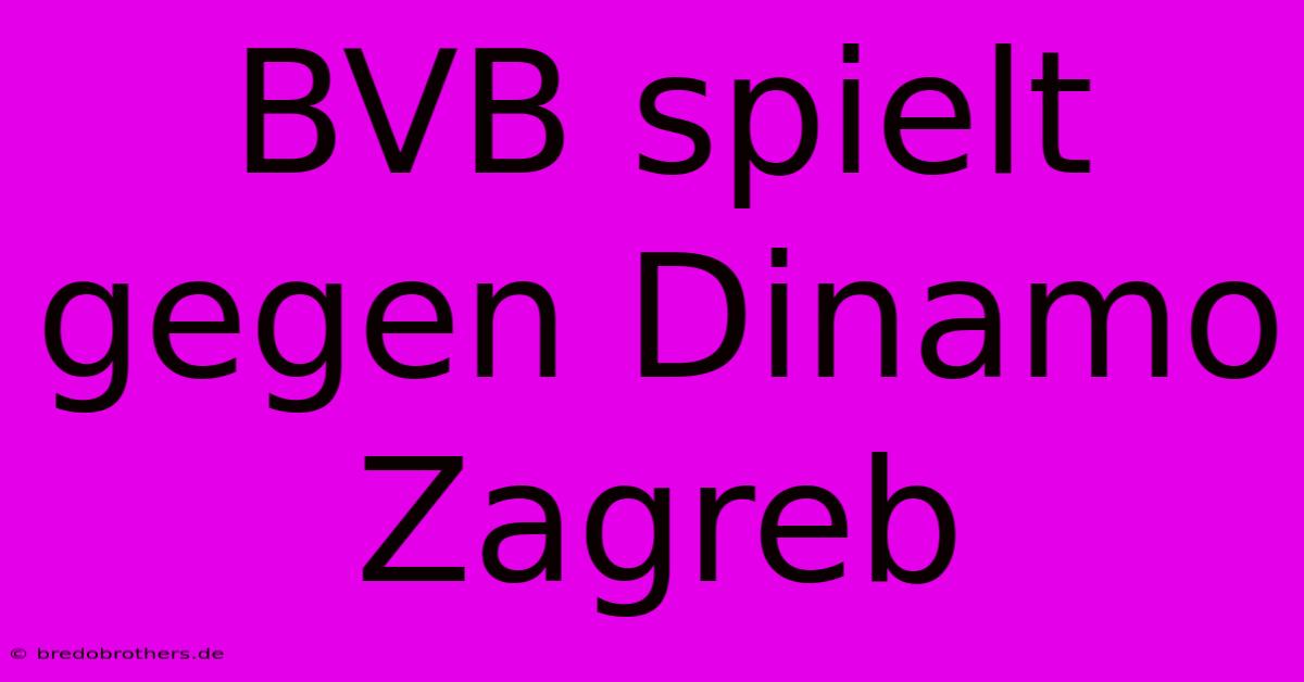 BVB Spielt Gegen Dinamo Zagreb