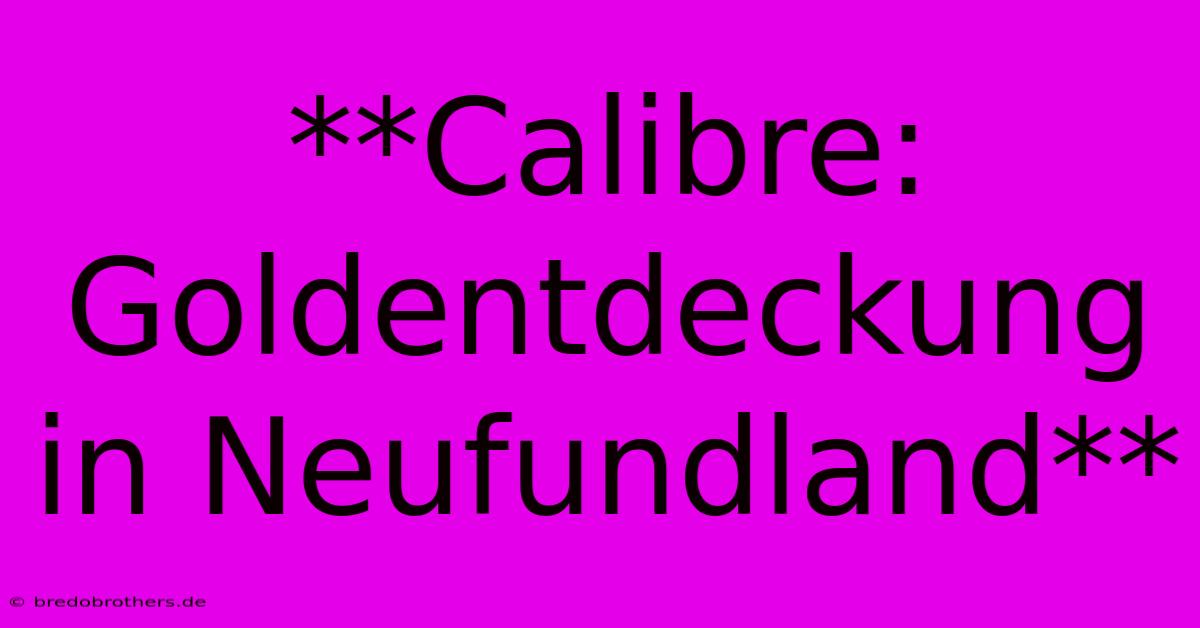 **Calibre: Goldentdeckung In Neufundland**