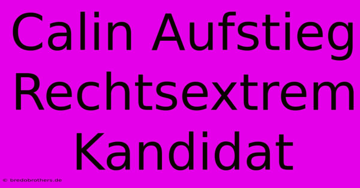 Calin Aufstieg Rechtsextrem Kandidat