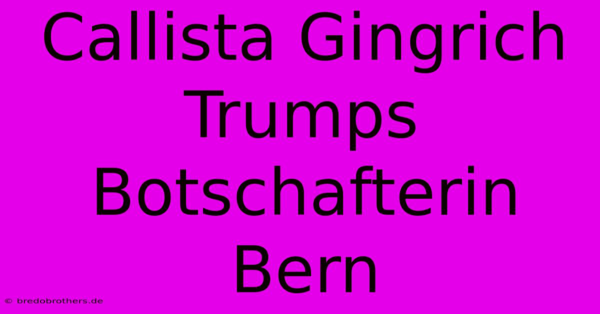 Callista Gingrich Trumps Botschafterin Bern