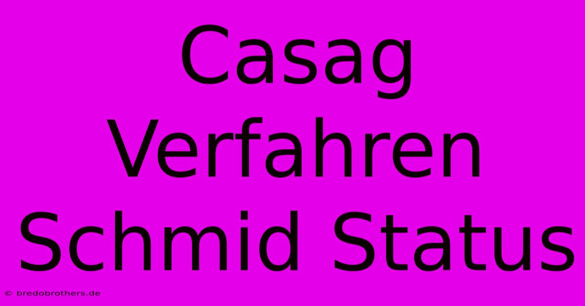 Casag Verfahren Schmid Status