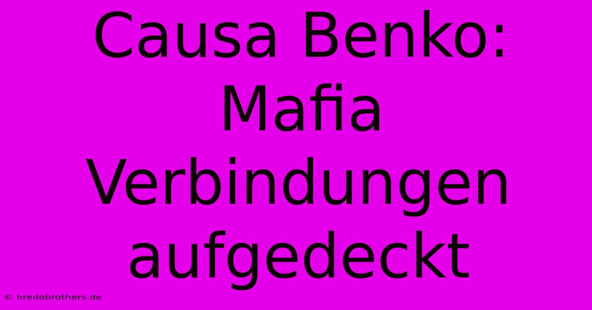 Causa Benko: Mafia Verbindungen Aufgedeckt