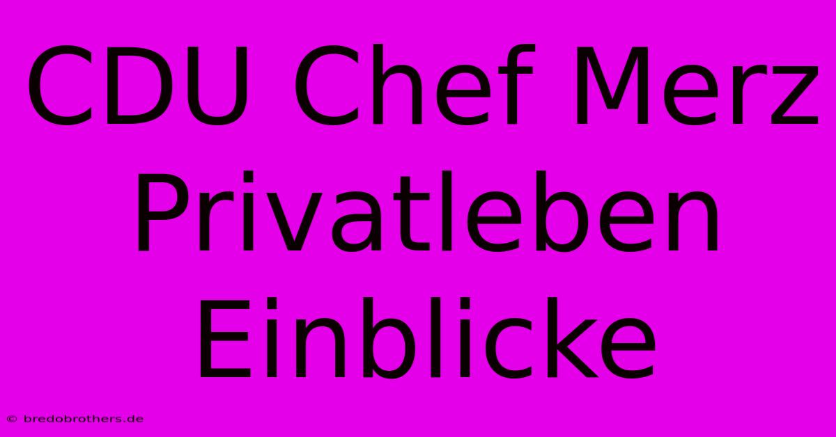 CDU Chef Merz Privatleben Einblicke