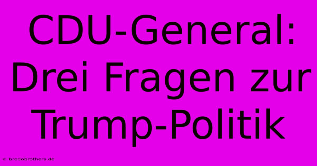 CDU-General: Drei Fragen Zur Trump-Politik