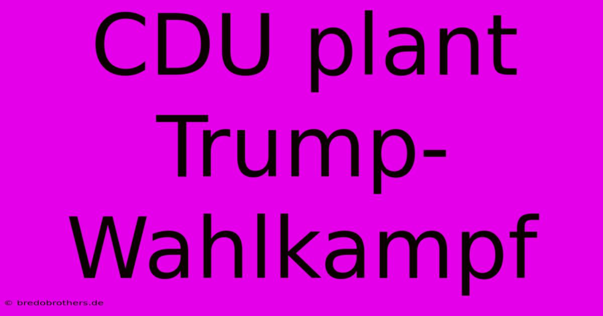 CDU Plant Trump-Wahlkampf