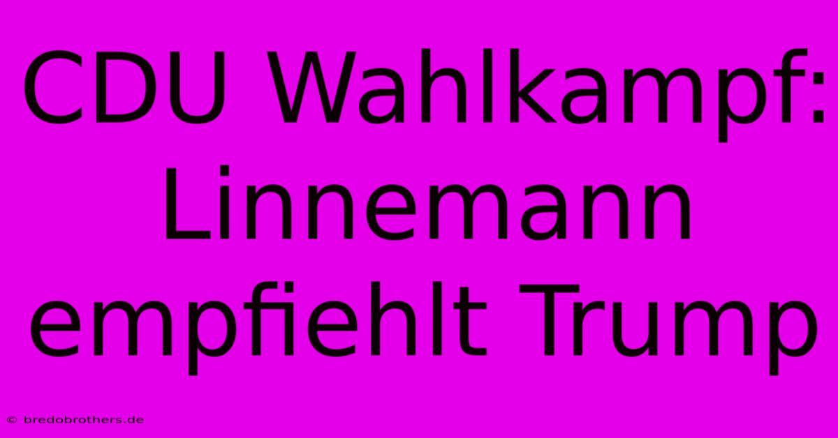 CDU Wahlkampf: Linnemann Empfiehlt Trump