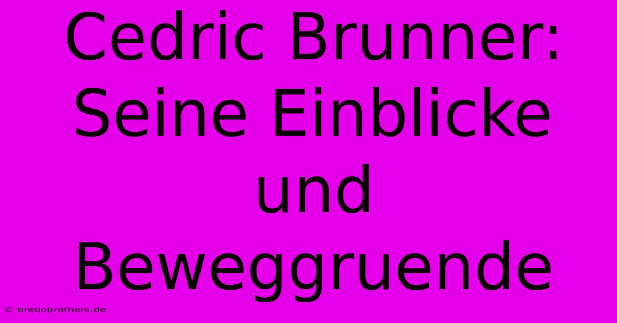 Cedric Brunner:  Seine Einblicke Und Beweggruende