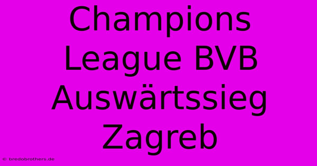 Champions League BVB Auswärtssieg Zagreb