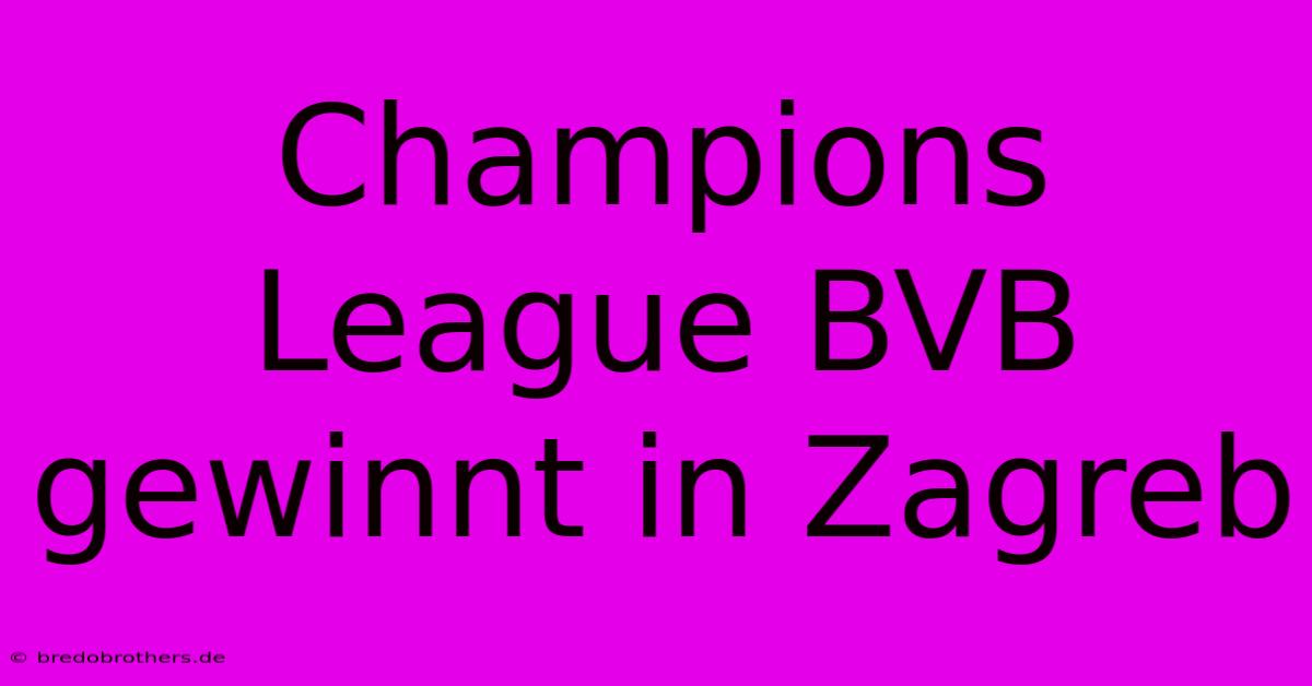 Champions League BVB Gewinnt In Zagreb