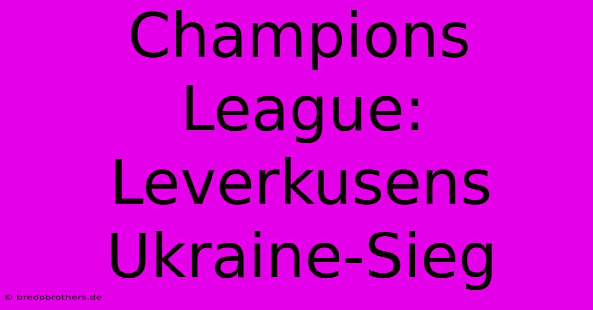 Champions League: Leverkusens Ukraine-Sieg