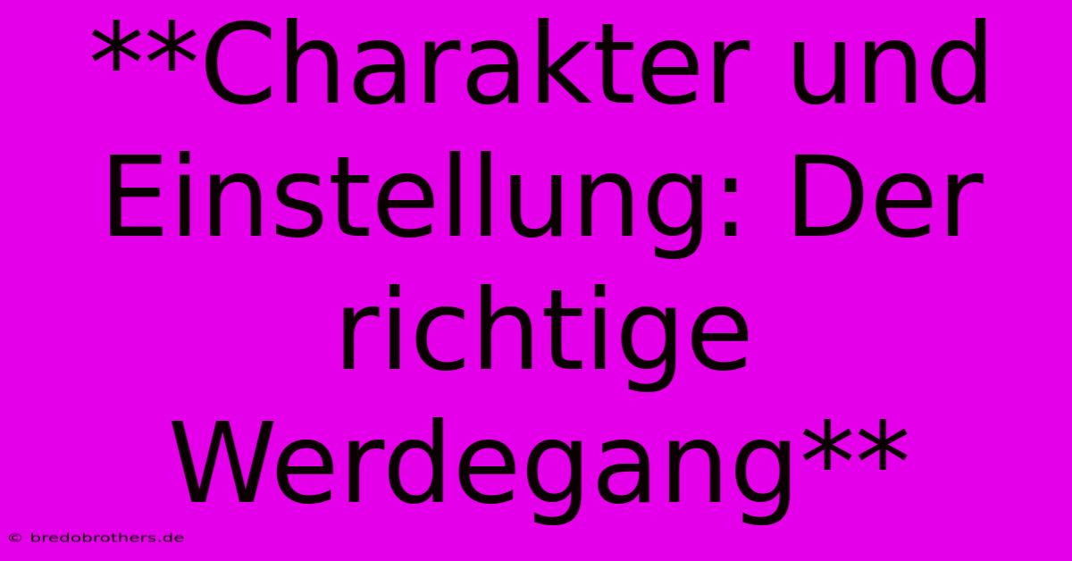 **Charakter Und Einstellung: Der Richtige Werdegang**