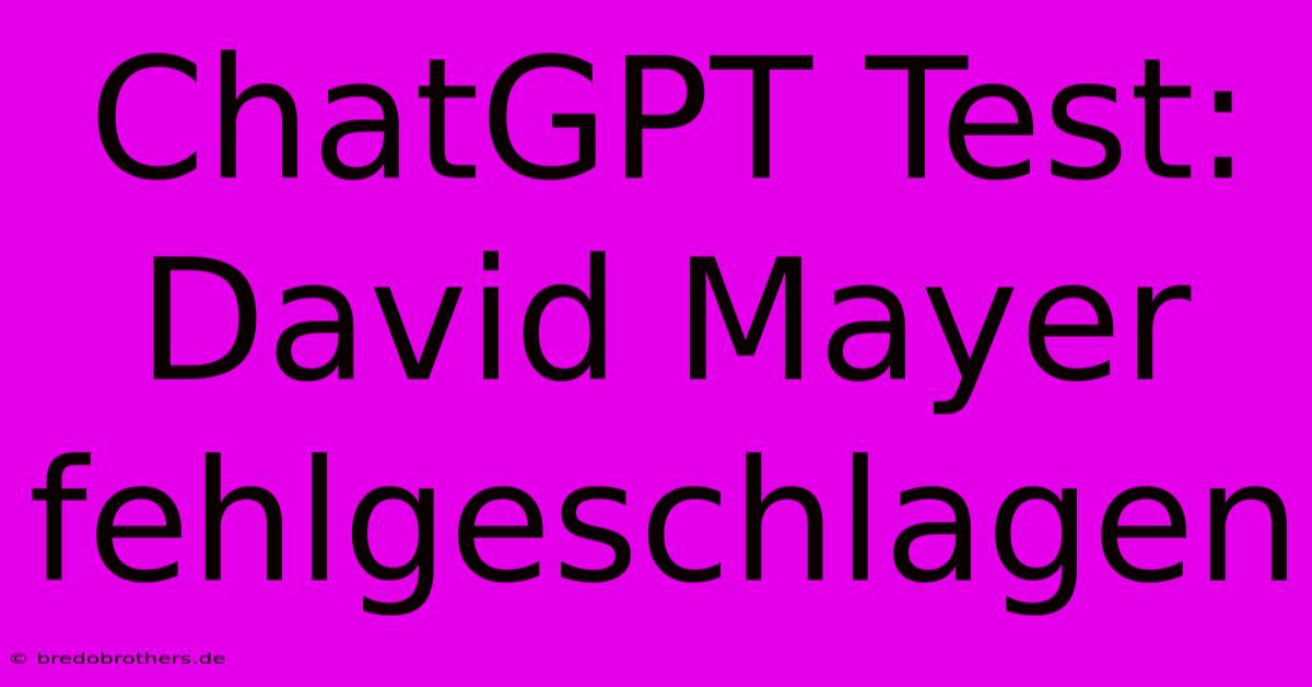 ChatGPT Test: David Mayer Fehlgeschlagen