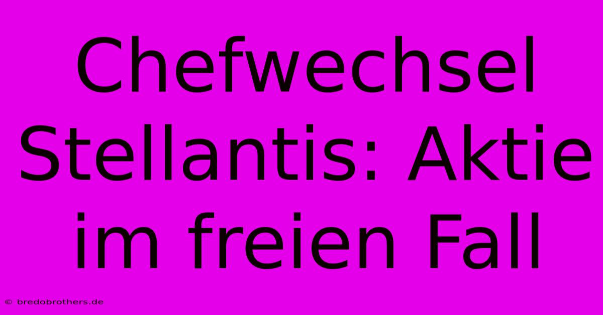 Chefwechsel Stellantis: Aktie Im Freien Fall