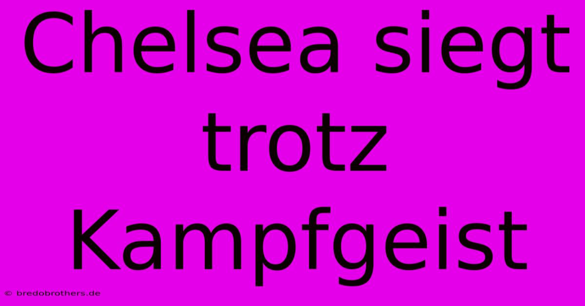 Chelsea Siegt Trotz Kampfgeist