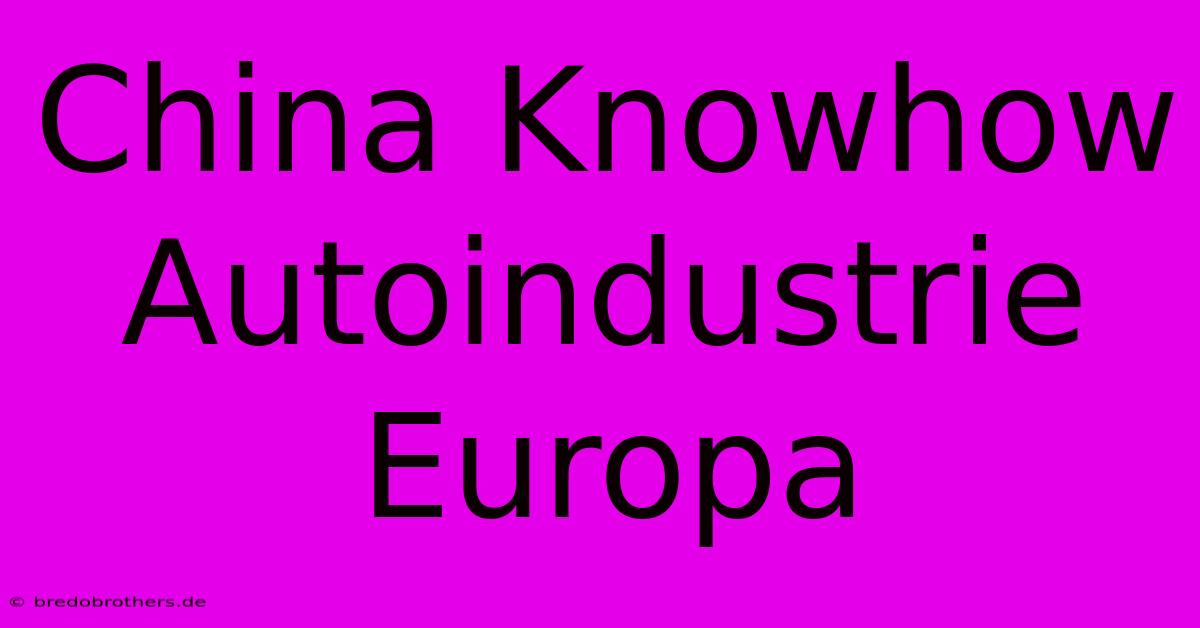 China Knowhow Autoindustrie Europa