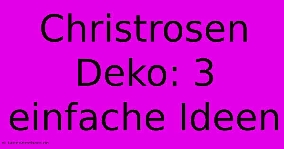 Christrosen Deko: 3 Einfache Ideen