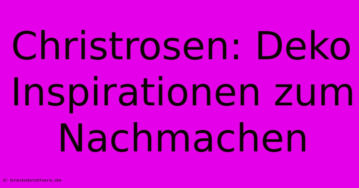 Christrosen: Deko Inspirationen Zum Nachmachen