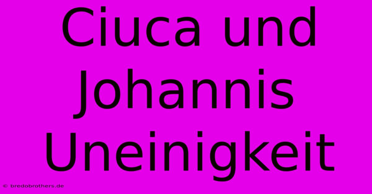 Ciuca Und Johannis Uneinigkeit