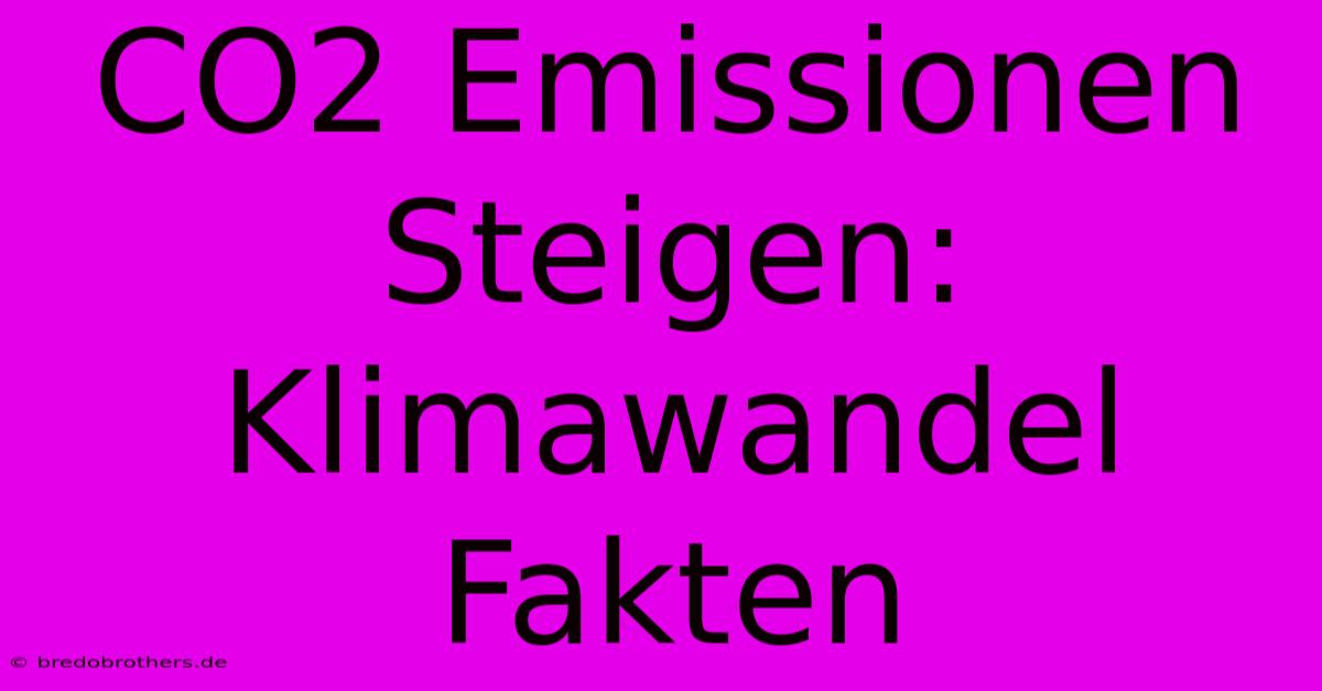 CO2 Emissionen Steigen: Klimawandel Fakten