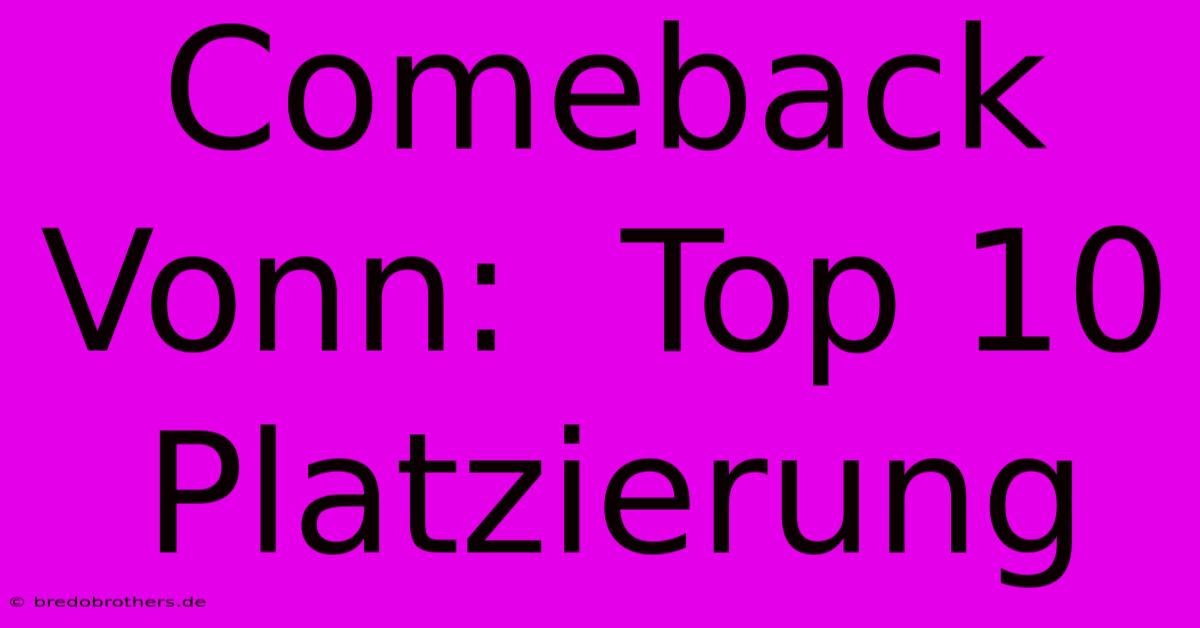 Comeback Vonn:  Top 10 Platzierung