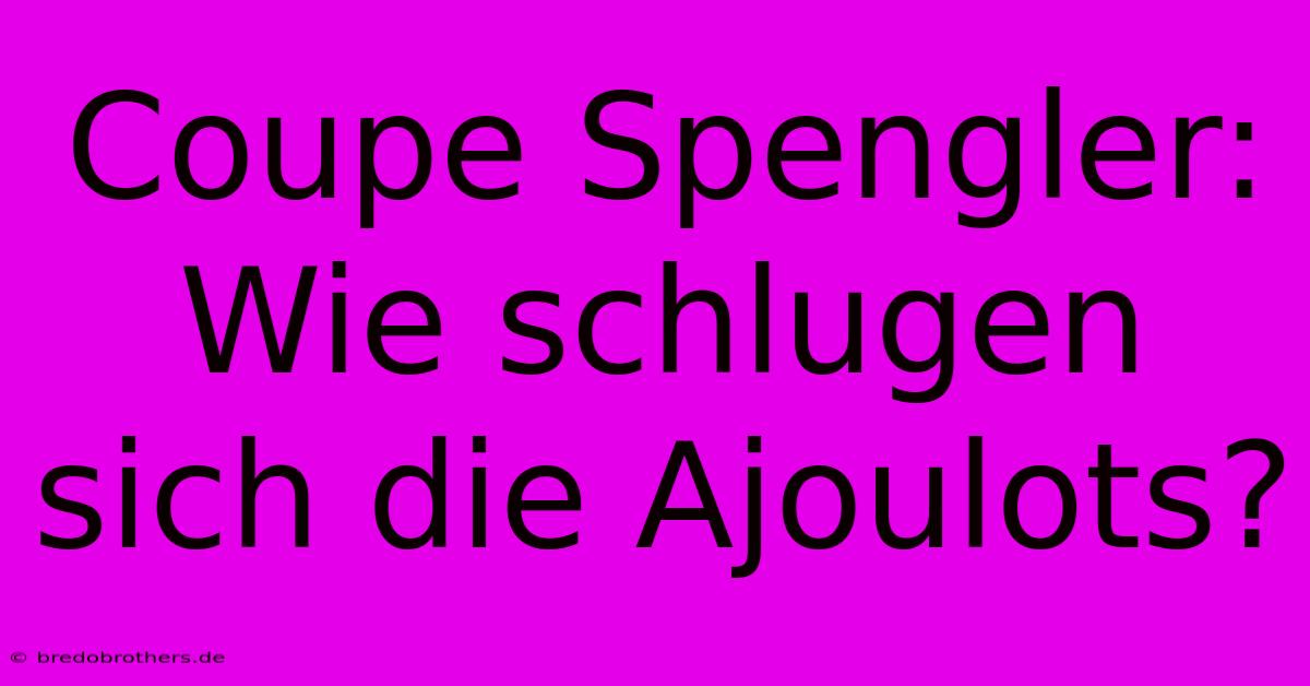 Coupe Spengler: Wie Schlugen Sich Die Ajoulots?